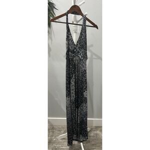 West Loop Y2K Halter Stretch Maxi Dress Paisley Floral Dark Fairy Goth Grunge -M